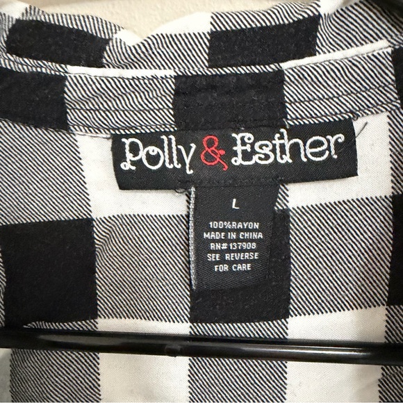 Polly & Esther Monochrome Plaid Shirt Women’s Large - Picture 3 of 5